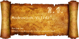 Modrovich Villő névjegykártya